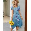 Zeagoo Womens Casual Dress for Summer Short Sleeve Loose Flowy Beach Dress with Pockets Hankerchief Flare Midi Sundress 2026(01 Blue)