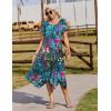Zeagoo Womens Casual Dress for Summer Short Sleeve Loose Flowy Beach Dress with Pockets Hankerchief Flare Midi Sundress 2026(02 Blue)