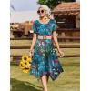 Zeagoo Womens Casual Dress for Summer Short Sleeve Loose Flowy Beach Dress with Pockets Hankerchief Flare Midi Sundress 2026(02 Blue)