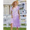 Zeagoo Womens Casual Dress for Summer Short Sleeve Loose Flowy Beach Dress with Pockets Hankerchief Flare Midi Sundress 2026(02 Purple)