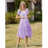 Zeagoo Womens Casual Dress for Summer Short Sleeve Loose Flowy Beach Dress with Pockets Hankerchief Flare Midi Sundress 2026(02 Purple)
