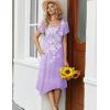 Zeagoo Womens Casual Dress for Summer Short Sleeve Loose Flowy Beach Dress with Pockets Hankerchief Flare Midi Sundress 2026(02 Purple)
