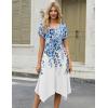 Zeagoo Womens Casual Dress for Summer Short Sleeve Loose Flowy Beach Dress with Pockets Hankerchief Flare Midi Sundress 2026(02 White)