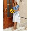 Zeagoo Womens Casual Dress for Summer Short Sleeve Loose Flowy Beach Dress with Pockets Hankerchief Flare Midi Sundress 2026(02 White)