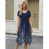 Zeagoo Womens Casual Dress for Summer Short Sleeve Loose Flowy Beach Dress with Pockets Hankerchief Flare Midi Sundress 2026(03 Blue)
