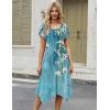 Zeagoo Womens Casual Dress for Summer Short Sleeve Loose Flowy Beach Dress with Pockets Hankerchief Flare Midi Sundress 2026(04 Blue)