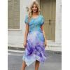 Zeagoo Womens Casual Dress for Summer Short Sleeve Loose Flowy Beach Dress with Pockets Hankerchief Flare Midi Sundress 2026(06 Blue)
