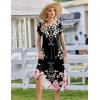 Zeagoo Womens Casual Dress for Summer Short Sleeve Loose Flowy Beach Dress with Pockets Hankerchief Flare Midi Sundress 2026(Black Pink Flower)