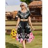 Zeagoo Womens Casual Dress for Summer Short Sleeve Loose Flowy Beach Dress with Pockets Hankerchief Flare Midi Sundress 2026(Black Pink Flower)