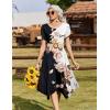 Zeagoo Womens Casual Dress for Summer Short Sleeve Loose Flowy Beach Dress with Pockets Hankerchief Flare Midi Sundress 2026(Black White Flower)