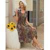 Zeagoo Womens Casual Dress for Summer Short Sleeve Loose Flowy Beach Dress with Pockets Hankerchief Flare Midi Sundress 2026(Brown)