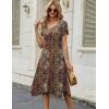 Zeagoo Womens Casual Dress for Summer Short Sleeve Loose Flowy Beach Dress with Pockets Hankerchief Flare Midi Sundress 2026(Brown)