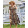 Zeagoo Womens Casual Dress for Summer Short Sleeve Loose Flowy Beach Dress with Pockets Hankerchief Flare Midi Sundress 2026(Brown)