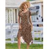 Zeagoo Womens Casual Dress for Summer Short Sleeve Loose Flowy Beach Dress with Pockets Hankerchief Flare Midi Sundress 2026(Coffee)