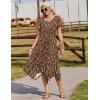 Zeagoo Womens Casual Dress for Summer Short Sleeve Loose Flowy Beach Dress with Pockets Hankerchief Flare Midi Sundress 2026(Coffee)
