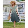 Zeagoo Womens Casual Dress for Summer Short Sleeve Loose Flowy Beach Dress with Pockets Hankerchief Flare Midi Sundress 2026(Grey Floral)