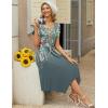 Zeagoo Womens Casual Dress for Summer Short Sleeve Loose Flowy Beach Dress with Pockets Hankerchief Flare Midi Sundress 2026(Grey Floral)