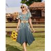 Zeagoo Womens Casual Dress for Summer Short Sleeve Loose Flowy Beach Dress with Pockets Hankerchief Flare Midi Sundress 2026(Grey Floral)
