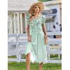 Zeagoo Womens Casual Dress for Summer Short Sleeve Loose Flowy Beach Dress with Pockets Hankerchief Flare Midi Sundress 2026(Light Green)