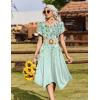 Zeagoo Womens Casual Dress for Summer Short Sleeve Loose Flowy Beach Dress with Pockets Hankerchief Flare Midi Sundress 2026(Light Green)