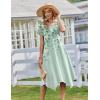 Zeagoo Womens Casual Dress for Summer Short Sleeve Loose Flowy Beach Dress with Pockets Hankerchief Flare Midi Sundress 2026(Light Green)