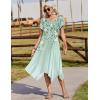 Zeagoo Womens Casual Dress for Summer Short Sleeve Loose Flowy Beach Dress with Pockets Hankerchief Flare Midi Sundress 2026(Light Green)
