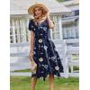 Zeagoo Womens Casual Dress for Summer Short Sleeve Loose Flowy Beach Dress with Pockets Hankerchief Flare Midi Sundress 2026(Navy Floral)