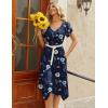 Zeagoo Womens Casual Dress for Summer Short Sleeve Loose Flowy Beach Dress with Pockets Hankerchief Flare Midi Sundress 2026(Navy Floral)