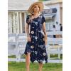 Zeagoo Womens Casual Dress for Summer Short Sleeve Loose Flowy Beach Dress with Pockets Hankerchief Flare Midi Sundress 2026(Navy Floral)