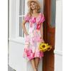 Zeagoo Womens Casual Dress for Summer Short Sleeve Loose Flowy Beach Dress with Pockets Hankerchief Flare Midi Sundress 2026(Pink)