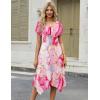 Zeagoo Womens Casual Dress for Summer Short Sleeve Loose Flowy Beach Dress with Pockets Hankerchief Flare Midi Sundress 2026(Pink)