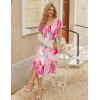 Zeagoo Womens Casual Dress for Summer Short Sleeve Loose Flowy Beach Dress with Pockets Hankerchief Flare Midi Sundress 2026(Pink)