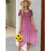 Zeagoo Womens Casual Dress for Summer Short Sleeve Loose Flowy Beach Dress with Pockets Hankerchief Flare Midi Sundress 2026(Purple)