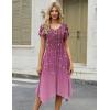 Zeagoo Womens Casual Dress for Summer Short Sleeve Loose Flowy Beach Dress with Pockets Hankerchief Flare Midi Sundress 2026(Purple)