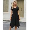 Zeagoo Womens Casual Dress for Summer Short Sleeve Loose Flowy Beach Dress with Pockets Hankerchief Flare Midi Sundress 2026(Solid Black)