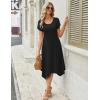 Zeagoo Womens Casual Dress for Summer Short Sleeve Loose Flowy Beach Dress with Pockets Hankerchief Flare Midi Sundress 2026(Solid Black)