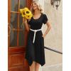 Zeagoo Womens Casual Dress for Summer Short Sleeve Loose Flowy Beach Dress with Pockets Hankerchief Flare Midi Sundress 2026(Solid Black)