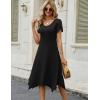 Zeagoo Womens Casual Dress for Summer Short Sleeve Loose Flowy Beach Dress with Pockets Hankerchief Flare Midi Sundress 2026(Solid Black)