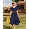 Zeagoo Womens Casual Dress for Summer Short Sleeve Loose Flowy Beach Dress with Pockets Hankerchief Flare Midi Sundress 2026(Solid Navy)
