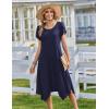 Zeagoo Womens Casual Dress for Summer Short Sleeve Loose Flowy Beach Dress with Pockets Hankerchief Flare Midi Sundress 2026(Solid Navy)