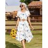 Zeagoo Womens Casual Dress for Summer Short Sleeve Loose Flowy Beach Dress with Pockets Hankerchief Flare Midi Sundress 2026(White)