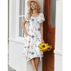 Zeagoo Womens Casual Dress for Summer Short Sleeve Loose Flowy Beach Dress with Pockets Hankerchief Flare Midi Sundress 2026(White)