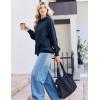 Zeagoo Womens Fleece Hoodies Soft Midweight Casual Hooded Sweatshirts Fall Winter Pullover Tops Kangaroo Pocket(Navy Blue)