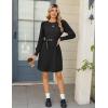 Zeagoo Women’s Knit Dress with Puff Sleeves for Fall & Winter – Round Neck Casual Tunic Dress(A-black)