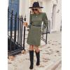 Zeagoo Women’s Knit Dress with Puff Sleeves for Fall & Winter – Round Neck Casual Tunic Dress(Army Green)
