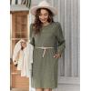 Zeagoo Women’s Knit Dress with Puff Sleeves for Fall & Winter – Round Neck Casual Tunic Dress(Army Green)
