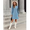 Zeagoo Women’s Knit Dress with Puff Sleeves for Fall & Winter – Round Neck Casual Tunic Dress(Blue)