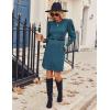 Zeagoo Women’s Knit Dress with Puff Sleeves for Fall & Winter – Round Neck Casual Tunic Dress(Blue Green)