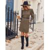Zeagoo Women’s Knit Dress with Puff Sleeves for Fall & Winter – Round Neck Casual Tunic Dress(Brown)