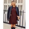 Zeagoo Women’s Knit Dress with Puff Sleeves for Fall & Winter – Round Neck Casual Tunic Dress(Burgundy)